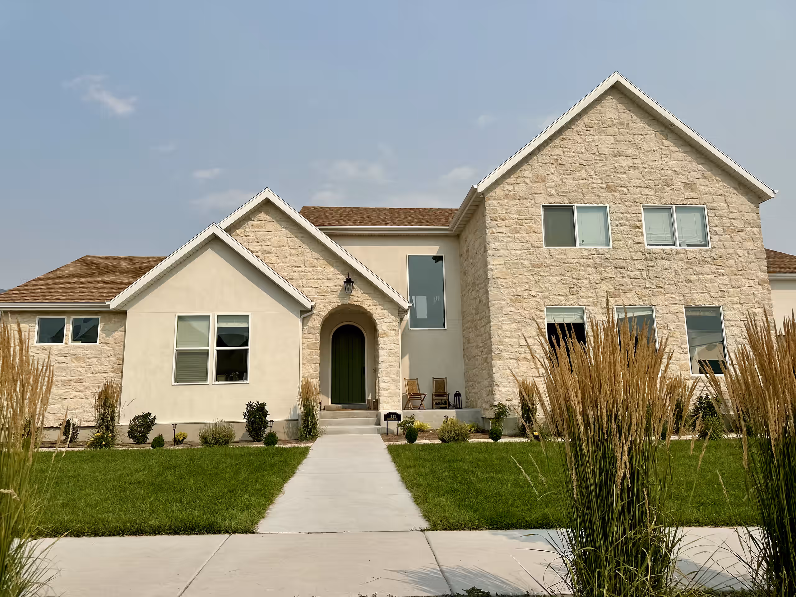 front side of a newly-built residential home